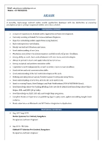 Professional Summary Professional Experience