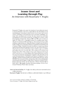 Sesame Street and Learning Through Play an Interview with Rosemarie T. Truglio