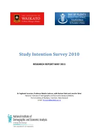 Study Intention Survey 2010