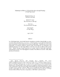Enhancing the Efficacy of Teacher Incentives Through Framing: a Field Experiment*