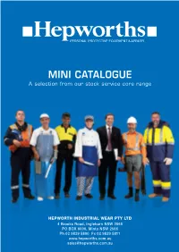 MINI CATALOGUE a Selection from Our Stock Service Core Range