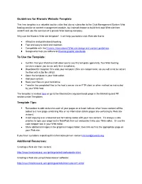 Guide for Web Site Template