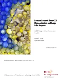 Lessons Learned from CCS Demonstration and Large Pilot Projects