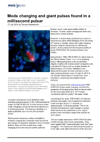 Mode Changing and Giant Pulses Found in a Millisecond Pulsar 17 July 2018, by Tomasz Nowakowski