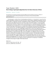 Paper Number: 4333 New Findings of Galeaspids (Agnatha) from the Siluro-Devonian of China