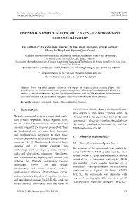 PHENOLIC COMPOUNDS from LEAVES of Amensiodendron Chinense (Sapindaceae)