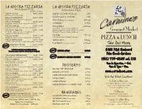 PIZZA & LUNCH Take out Menu