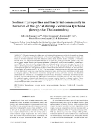 Sediment Properties and Bacterial Community in Burrows of the Ghost Shrimp Pestarella Tyrrhena (Decapoda: Thalassinidea)