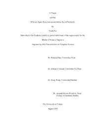 A Thesis Entitled Efficient Spam Detection Across Online Social