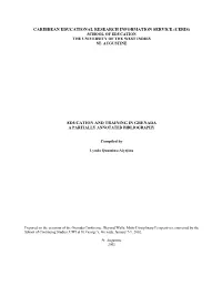 Education and Training in Grenada a Partially Annotated Bibliography