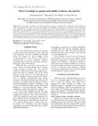 Effect of Sunlight on Quality and Stability of Dietary Oils and Fats