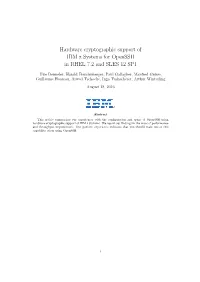 Hardware Cryptographic Support of IBM Z Systems for Openssh in RHEL 7.2 and SLES 12 SP1