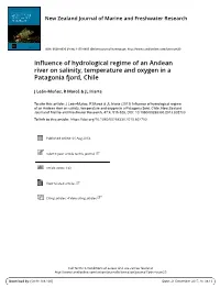 Influence of Hydrological Regime of an Andean River on Salinity, Temperature and Oxygen in a Patagonia Fjord, Chile