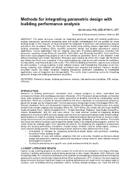 Methods for Integrating Parametric Design with Building Performance Analysis