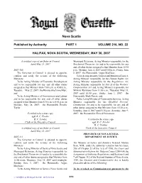 NS Royal Gazette Part I