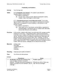 Probability and Statistics Activity: Your Average Joe TEKS