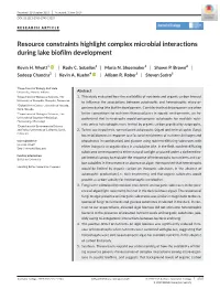 Resource Constraints Highlight Complex Microbial Interactions During Lake Biofilm Development