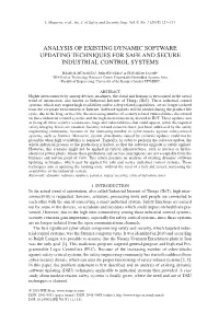 Analysis of Existing Dynamic Software Updating Techniques for Safe and Secure Industrial Control Systems