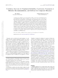 Confidence Intervals for Population Reliability Coefficients: Evaluation of Methods, Recommendations, and Software for Composite Measures