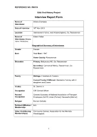 GAA Oral History Project Interview Report Form
