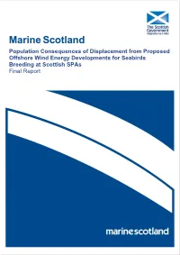 Population Consequences of Displacement from Proposed Offshore Wind Energy Developments for Seabirds Breeding at Scottish Spas Final Report