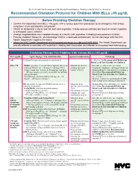 Recommended Chelation Protocol for Children with Blls ≥45 Μg/Dl