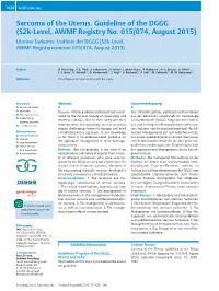Sarcoma of the Uterus. Guideline of the DGGG (S2k-Level, AWMF Registry No