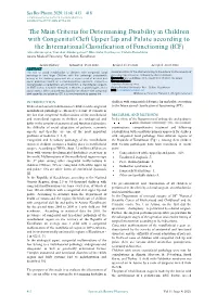 The Main Criteria for Determining Disability in Children With
