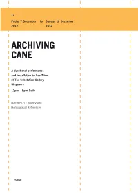 Archiving Cane Consolidates and Present Performance Remains and Documentation from the Reenactments of Josef Ng’S Work by Loo Zihan