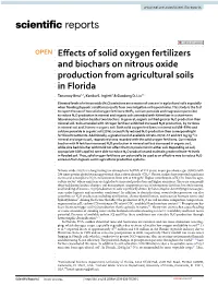 Effects of Solid Oxygen Fertilizers and Biochars on Nitrous Oxide