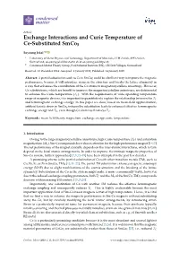 Exchange Interactions and Curie Temperature of Ce-Substituted Smco5