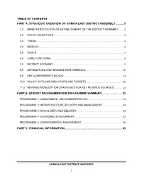 Gomoa East District Assembly Table of Contents Part A
