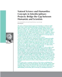 Natural Science and Humanities Concepts in Interdisciplinary Projects: Bridge the Gap Between Humanists and Scientists
