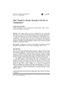 New Threats to Human Security in the Era of Globalization*