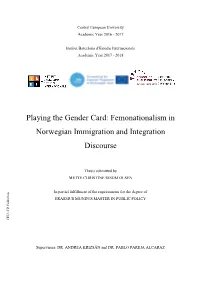 Playing the Gender Card: Femonationalism in Norwegian Immigration and Integration Discourse