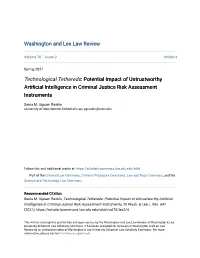 Potential Impact of Untrustworthy Artificial Intelligence in Criminal Justice Risk Assessment Instruments
