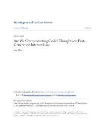 Thoughts on First-Generation Internet Law, 57 Wash