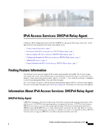 Ipv6 Access Services: Dhcpv6 Relay Agent