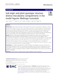 Soil Origin and Plant Genotype Structure Distinct Microbiome Compartments in the Model Legume Medicago Truncatula Shawn P