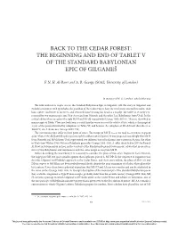 The Cedar Forest: the Beginning and End of Tablet V of the Standard Babylonian Epic of Gilgameš
