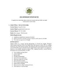 2021 Internship Opportunities