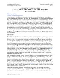 Emerging Technologies E-Texts, Mobile Browsing, and Rich Internet Applications