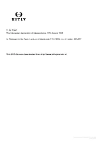 H. De Graaf the Indonesian Declaration of Independence