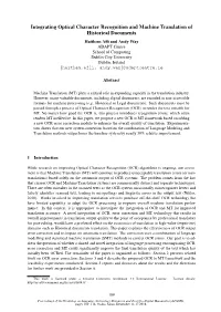 Integrating Optical Character Recognition and Machine