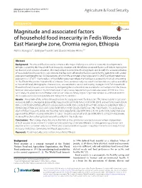 Magnitude and Associated Factors of Household Food Insecurity in Fedis