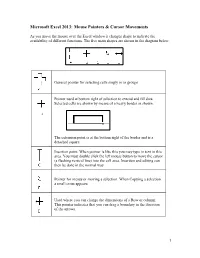 Microsoft Excel 2013: Mouse Pointers & Cursor Movements