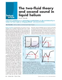 The Two-Fluid Theory and Second Sound in Liquid Helium