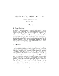 TRANSPORT LAYER SECURITY (TLS) Lokesh Phani Bodavula