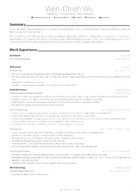 Wen-Chieh Wu Technical LEAD · SOFTWARE Architect · FULL STACK Engineer