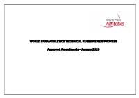 World Para Athletics Technical Rules Review Process